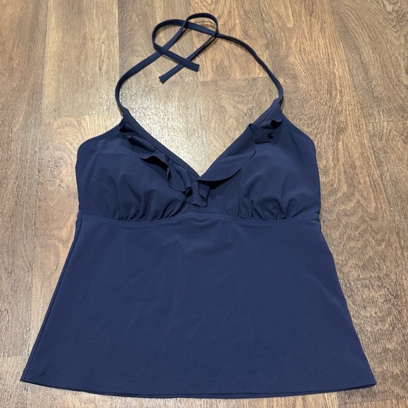 Land’s End Navy Blue Ruffle Tankini and Swim Skirt Size 6 - Picture 3 of 12